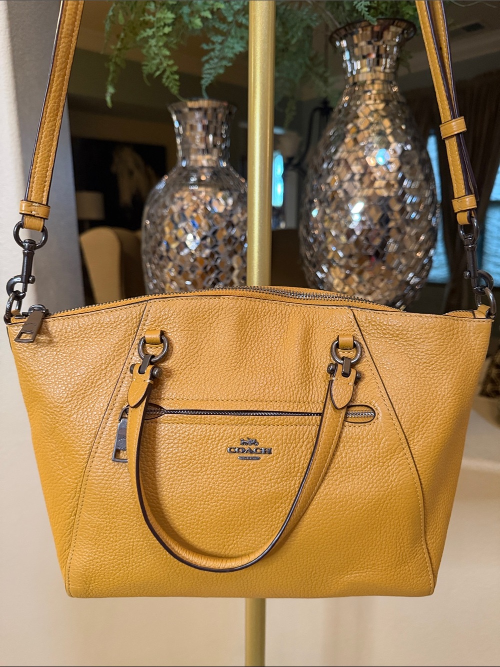 Coach Prairie Satchel Crossbody textured pebble leather COA